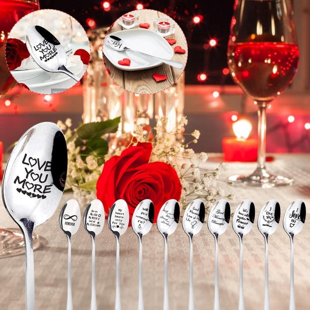 Fiudx Juego de Cucharas de Acero Inoxidable, Elegante Cuchara para Café y Té, Utensilios Duraderos para Postres y Frutas, Perfecto para La Cocina, Cafetería, Regalo de Cumpleaños de Navidad, Tamaño d