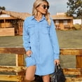 thumbnail image 5 of QIYULANC Fall Pleated Denim Dresses for Women 2024 Trendy Long Sleeve Turndown Collar Button Down Dresses Casual Loose Jean Dress With Pockets, 5 of 7