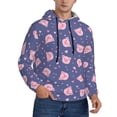 thumbnail image 2 of Kdxio Cute Pig Print Mens Casual Hooded Collar Drawstring Hoodies Pullover Sweatshirts Casual Long Sleeve Shirts-3X-Large, 2 of 7