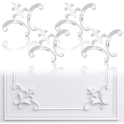 NOGIS 4 Pcs Corner Wall Molding Kit French Style Furniture Applique Flower Molding Decal Wainscoting Corner Panel for Wall Cabinet Door Bed Picture Frames Dresser Mirror Decor (Style B)