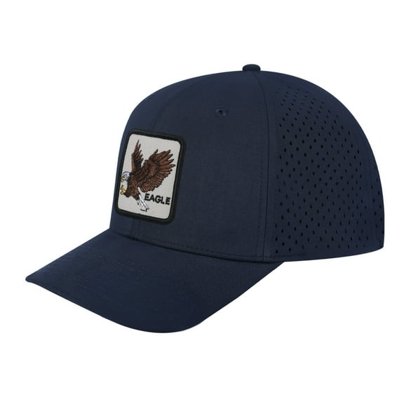 Unisex Embroidered The Eagle, 6-Panel Microfiber Laser hole Trucker Hat, Navy/Navy, Adjustable Fit