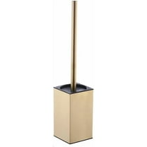 Stainless Steel Toilet Brush & Holder,Free Standing, long handle,Square Toilet Brush Set,Heavy Duty Cleaner for Bathroom, with Removable Plastic Brush (Gold)