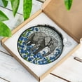 thumbnail image 2 of Elephant With Blue Forget Me Not Flower GLASS Suncatcher, Elephant Home Decor, Elephant Lover Gift, Blue Flower Decor, Suncatcher Decor, 2 of 4