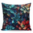 thumbnail image 2 of Teal Red Succulent Decorative Pillowcase 16''x16'', Abstract Vintage Botanical Throw Pillow Covers Soft Cushion Case for Couch Sofa Bedroom Living Room, Pillowcase Boho Decor, 2 of 8