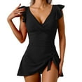thumbnail image 1 of MHFRRA Maillots de Bain pour Femmes Robe de Bain Maillot à Volants pour Femmes Robe de Bain à Nœud à Nouer Robe de Bain à Col en V Jupe de Maillot S, 1 of 6