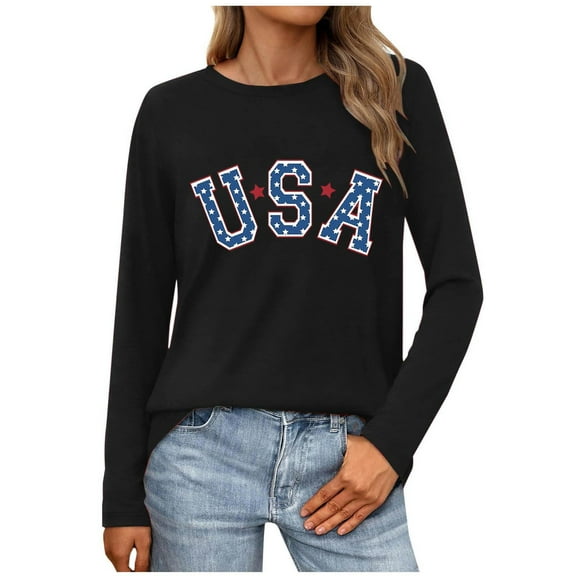 Womens Casual Long Sleeve Graphic Tee Shirts Crew Neck Sweatshirts Pullover Tops For Women Black S