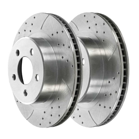 AutoShack Front Drilled & Slotted Brake Rotors | Replacement for 2007-2017 Jeep Wrangler 2018 Wrangler JK 3.6L 3.8L V6 4WD RWD | Zinc Coated | 2-PC Set | SilverShield Pro