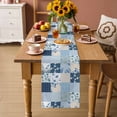 thumbnail image 2 of Blue Floral Table Runner 72 Inches, Spring Flowers Plants Patchwork Grid Bohemia Bed Runner Dresser Scarves Tabletop for Indoor Outdoor Parties/Ceremony/Banquet, 18" x 72", 2 of 8