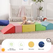 Reasea Soft Foam Climber 6-Piece Sets, Kids Soft Play for Climbing, Sliding and Crawling, Foam Blocks for Babies, Toddlers