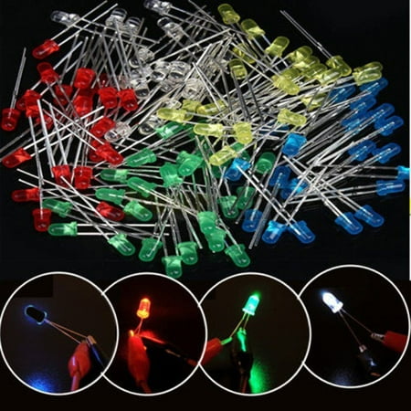 

200 pcs 3mm 5mm LED Light White Yellow Blue Red Green Assortment Kit Compatible for