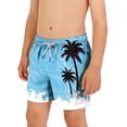 thumbnail image 2 of Zpanxa Kids Shorts Polyester Spandex Print Pattern with Drawstring Elastic Waistband Casual Swim Trunks 8-9 Years, 2 of 7