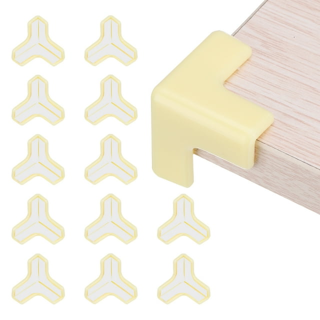 Uxcell Protecteurs d'Angle 12 Pcs Protecteurs d'Angle de Table Garde d'Angle de Meuble et Pare-Chocs de Bords (en Forme de T, Jaune)