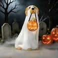 thumbnail image 6 of Halloween Light Up Ghost Dog Blow Mold, 9.45 inch Glowing Dog in Ghost Costume with LED Lights, Spooky Cute Yard Porch Decoration Indoor Outdoor Party, 6 of 8