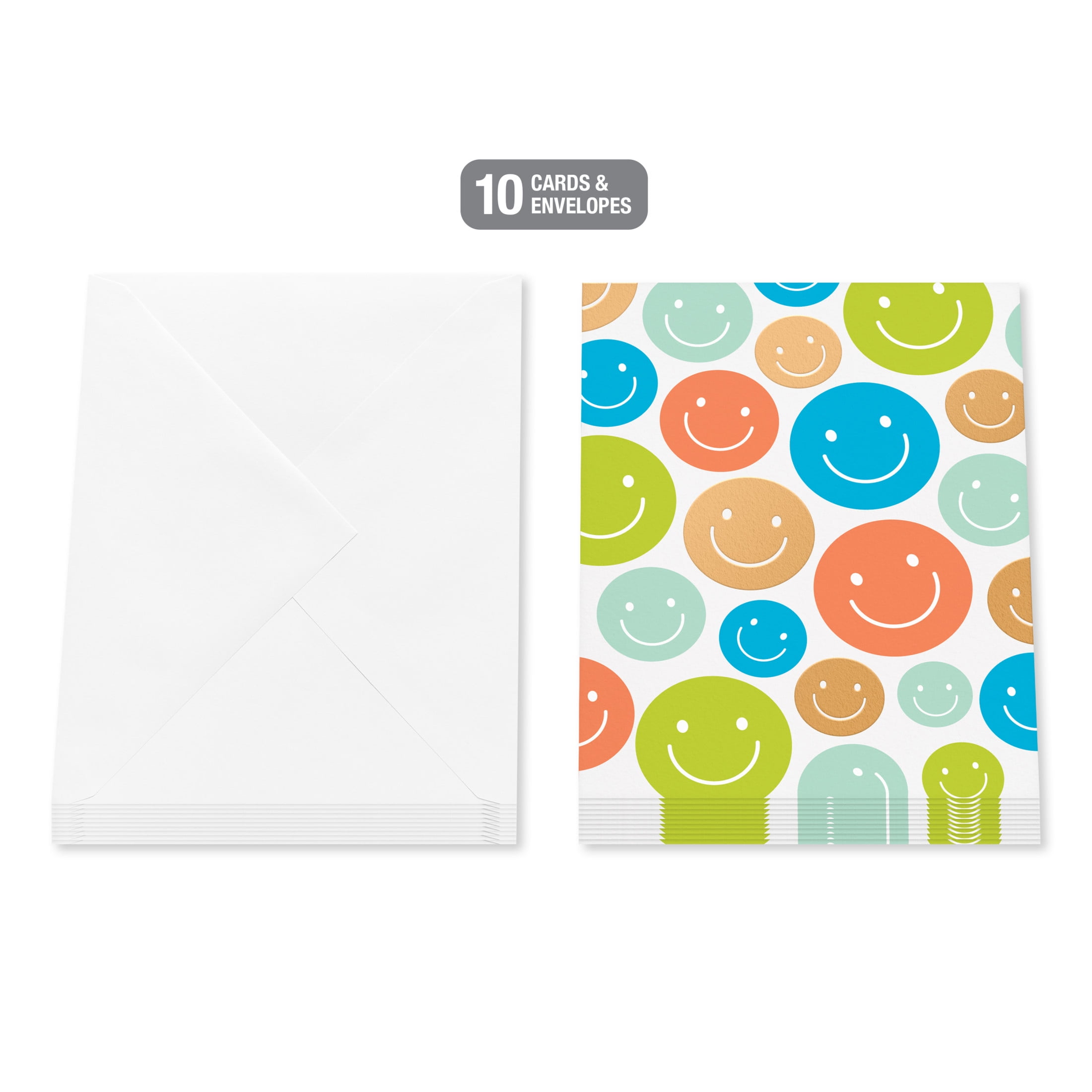 American Greetings All Occasion Blank Cards, Blue, Orange, Green (10-Count)