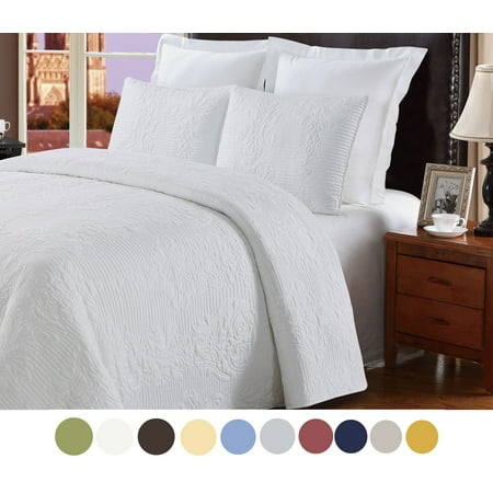 Christmas Double Quilt Cover NC Home Fashions Ornament Tiara quilt set, Full/Queen, Bright White ()