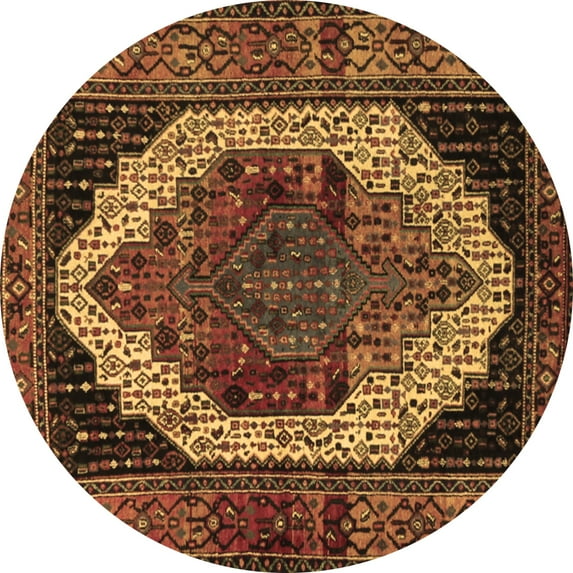 Ahgly Company Machine Washable Indoor Round Persian Brown Traditional Area Rugs, 4' Round