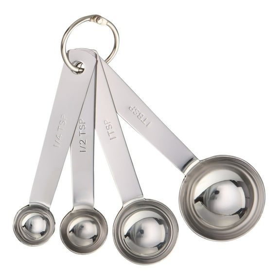 Mainstays Kitchen Stainless Steel 4-Piece Nesting Measuring Spoons Set, Stainless Steel Finish