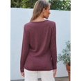thumbnail image 2 of Womens Casual Long Sleeve Round Neck Shirts Basic Fall and Winter Tops, 2 of 5