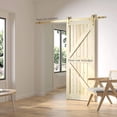 thumbnail image 3 of Rio Salto Brushed Gold Barn Door Hardware Set  Inc. Sliding Barn Door Rollers, Floor Guide Wall Mount, 12" Hand Pull Handle  Fits 1 3/8" & 1 3/4" Door Panels Supports 170 lbs  Track Not Included, 3 of 8