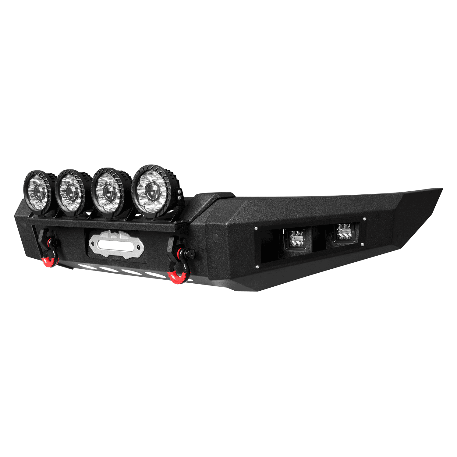 TIOYAR For 2019-2024 Dodge Ram 1500 (Not fit classic model) Front Bumper With Winch Plate&Lights (Black Texture)
