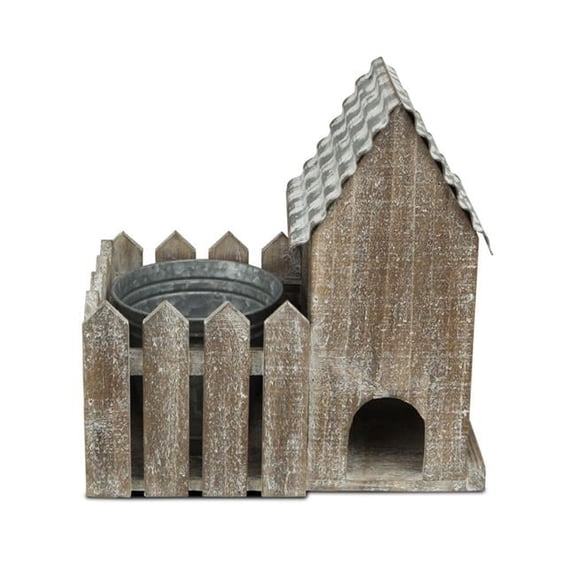 2 Story Bird House with Galvanized Pot in Yard - Large