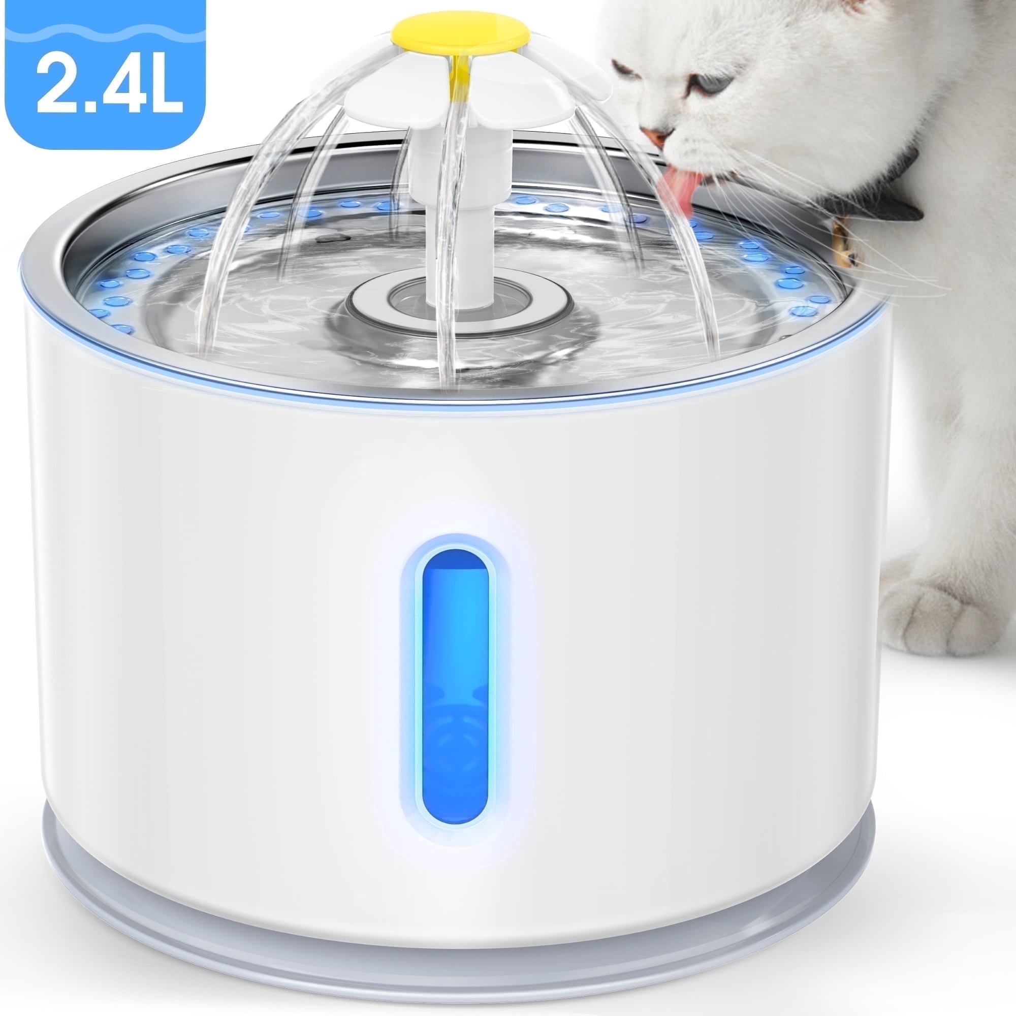 Pet Fountain,Cat Water Fountain, Automatic Water Dispenser for Cats and Dogs, Circulating Filtration System, Easy-to-See Water Level, Low Noise 80oz/2.4L Capacity,Black
