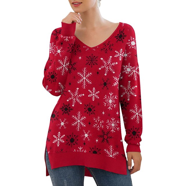 T-shirt à Manches Longues à Col en V pour Femmes, à Manches Longues