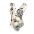 thumbnail image 4 of Yiaed Flying Butterflies-1 Print Women's Ruffled One Piece Swimsuit V Neck Swimwear Slimming Monokini for Woman-X-Large, 4 of 8