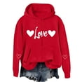 thumbnail image 5 of Valentines Day Hoodies for Women Casual Loose Pullover Sweatshirts Long Sleeve Red Sweater Tops with Pockets, M, 5 of 7