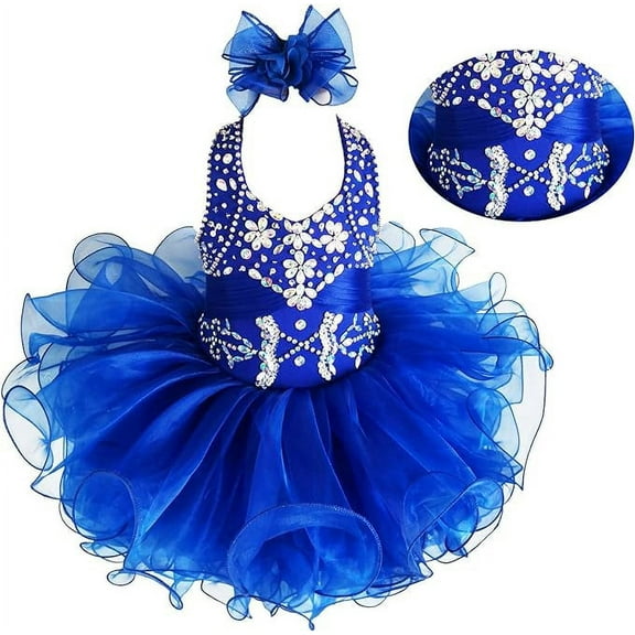 Jenniferwu G153-4 Infant Toddler Baby Newborn Little Girl's Pageant Party BirthdayDress (0-3Months, RoyalBlue)