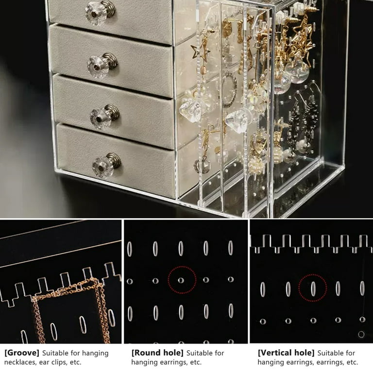 Acrylic Jewelry Organizer,Earring Organizer Box with 5 Draw