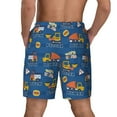 thumbnail image 3 of Kdxio Construction Vehicles Print Men's Swim Trunks with Compression Liner 7 Inch Inseam Quick Dry Swim Shorts, 3 of 7