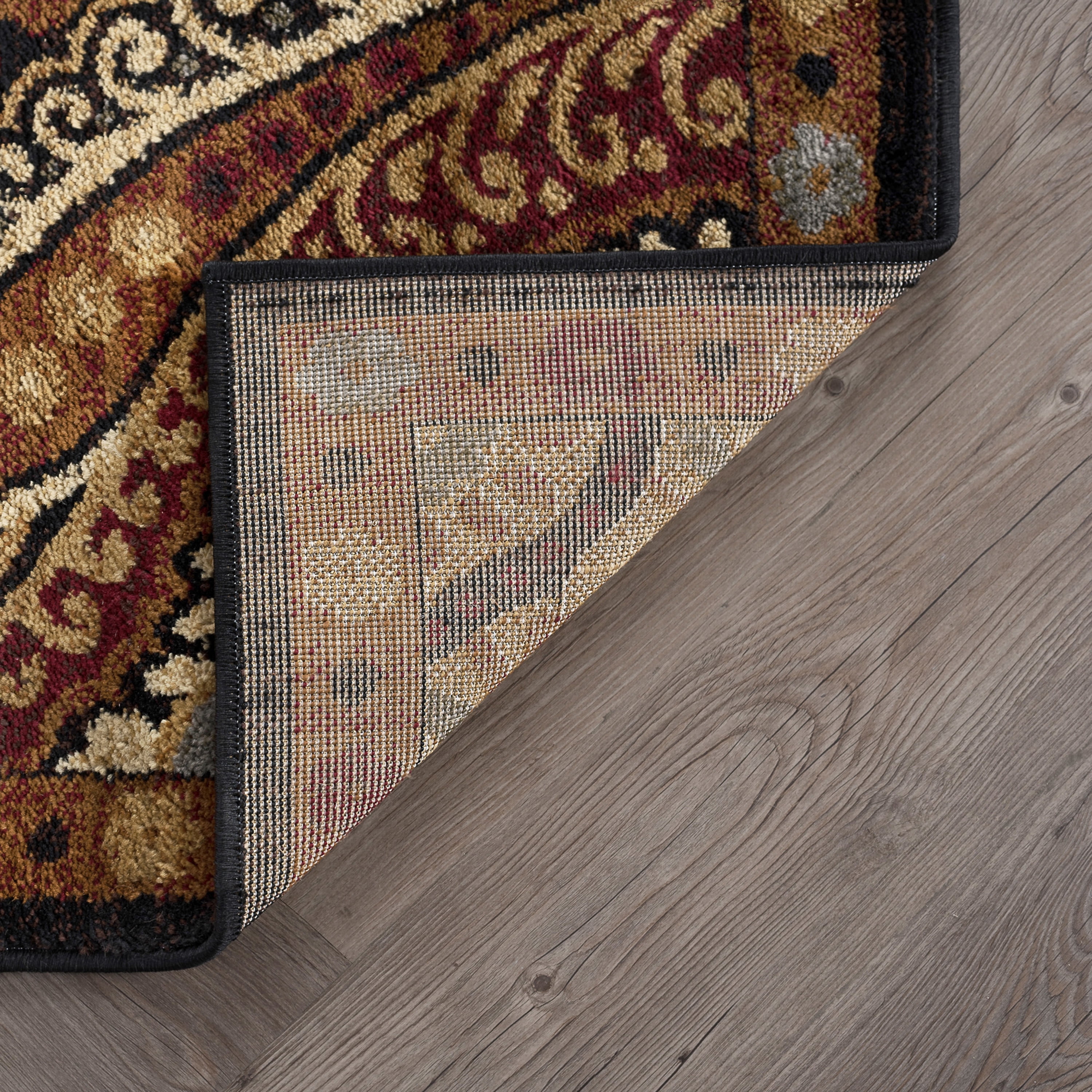 Transitional 8x10 Area Rug (7'6'' x 9'10'') Paisley Black, Red Living Room Easy to Clean