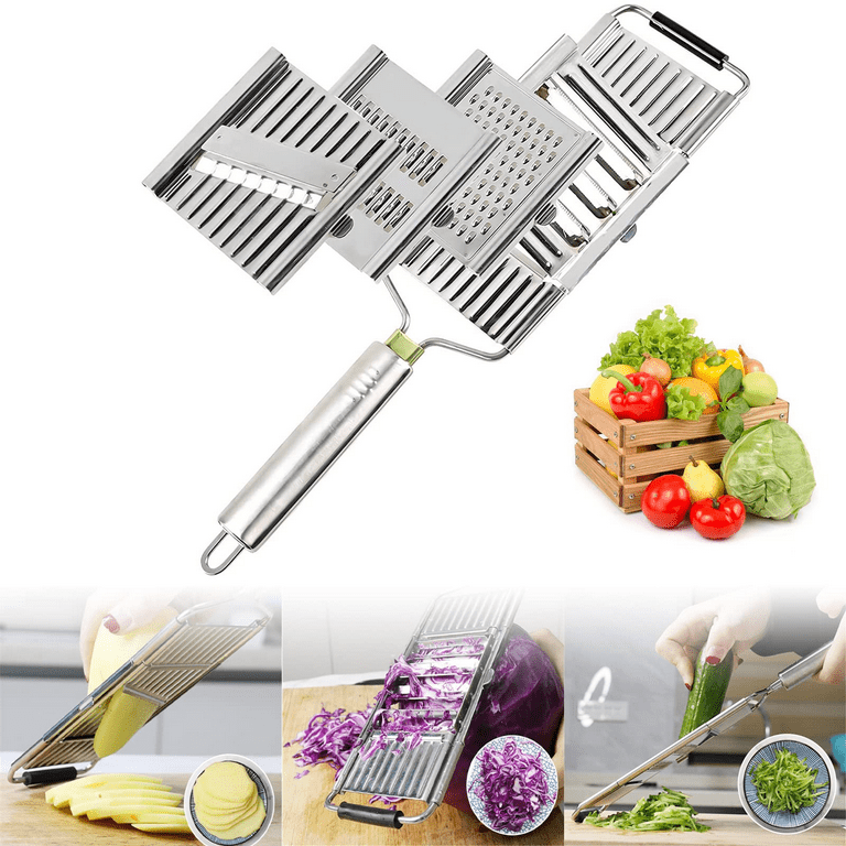 Handheld Vegetable Slicer Cutter,Stainless Steel Vegetable Chopper Slicer Vegetable Cutter Shredder Cheese Grater for Kitchen,Vegetables, Fruits, Size