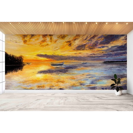 Abstract Seascape Painting, 3d Wallpaper, Paper Wall Art Landscape Wall Mural, View Mural, Custom Wallpaper, Sea Landscape Wall Decor, Wallpaper (Fabric Non-Woven)