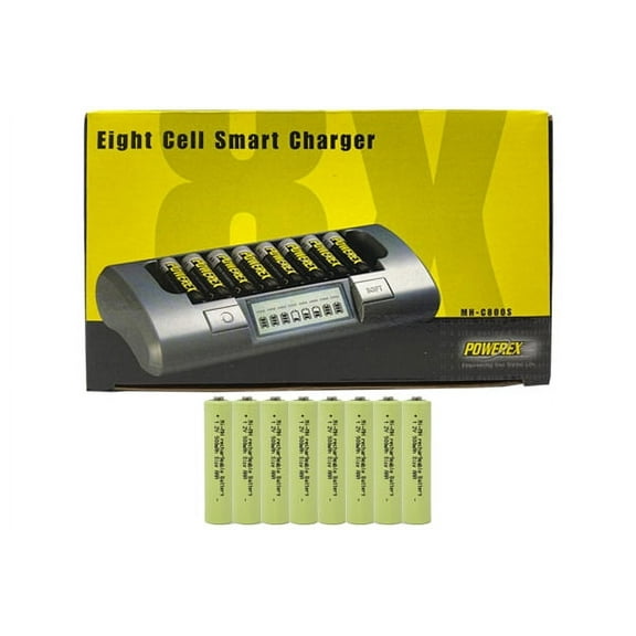 Powerex MH-C800S Eight Slot Smart Charger & 8 AAA NiMH Batteries (900 mAh)