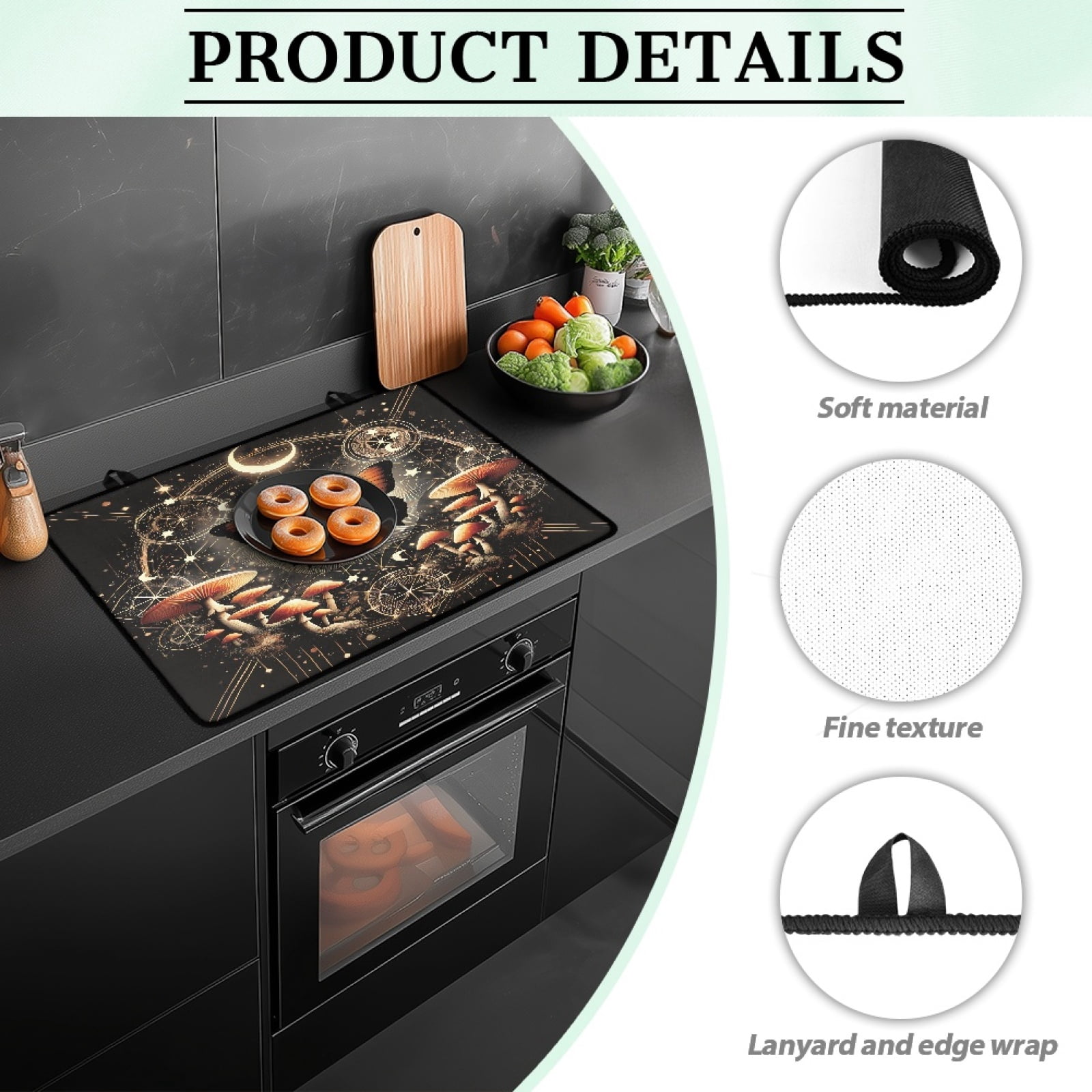Renewold Electric Stove Top Cover for Stove Top, Induction Electric Stove Protector Non-slip Glass Cooktop Cover Range Cover Multipurpose Flat Top Stove Mat, Butterfly Mushroom Galaxy
