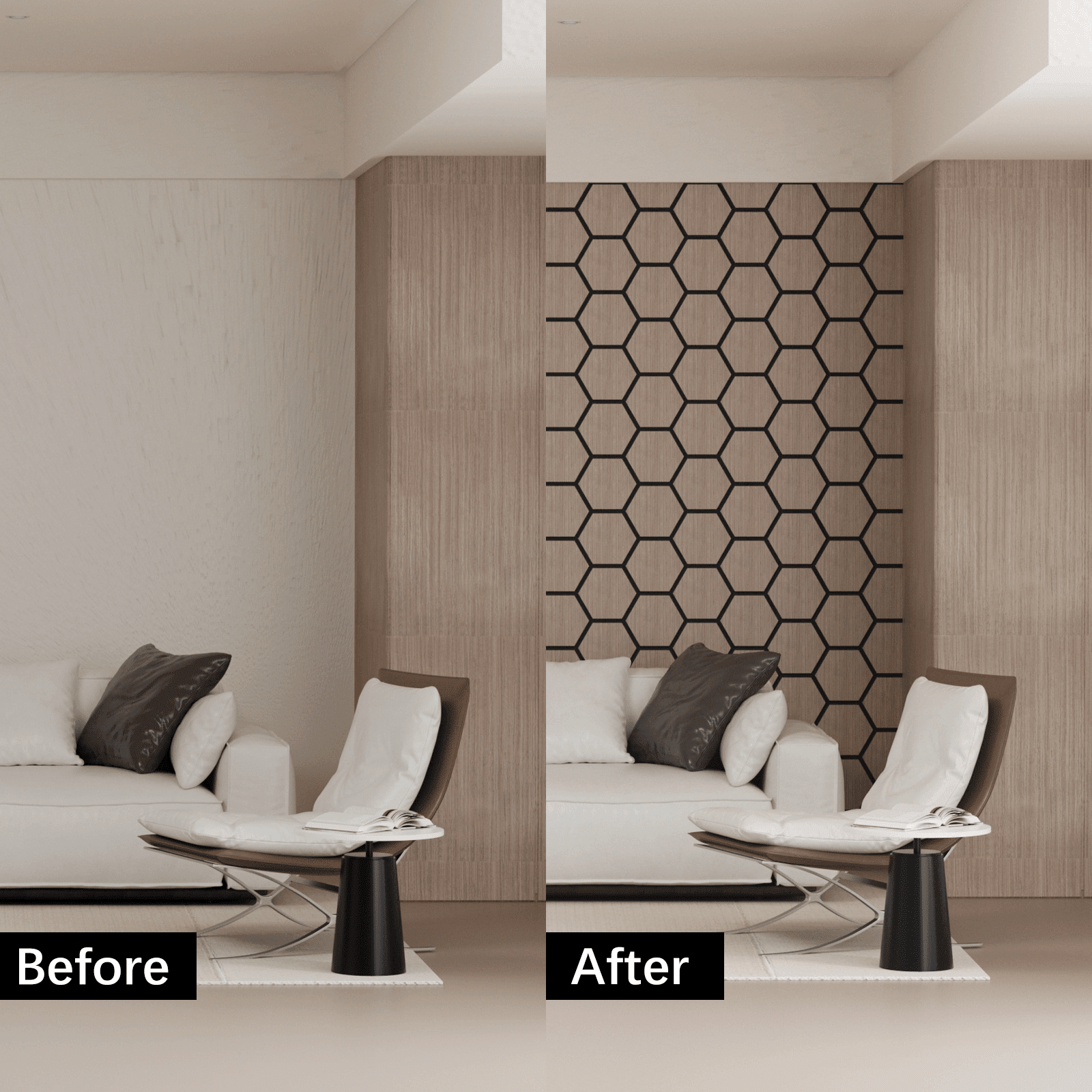 4 Packs Acoustic Wall Panels - Self-Adhesive 3D Wood Slat Wall Panel- Peel and Stick Sound Absorbing Panels for Noise Reducing - Feature Wall Decor for Home & Office