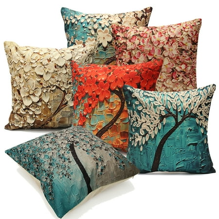 Meigar Non-3D Printed Flower Tree Cotton Linen Decorative Throw Pillow Case Cushion Cover Clearance18''x18''Pillowcase Pillow Protector Slip Cases Sham for Car Couch Sofa Home