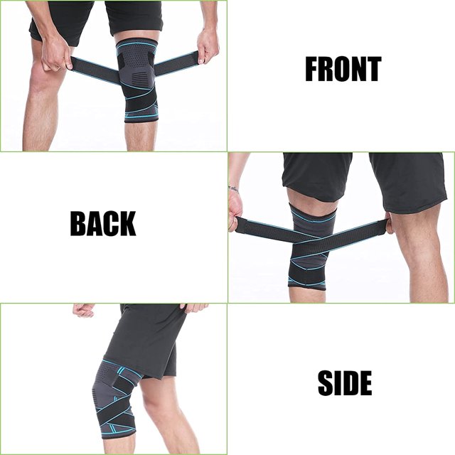 Rodillera de 2 piezas, rodillera elástica ajustable, rodillera de compresión deportiva, rodillera de rótula y ligamento, rodillera para osteoartritis, transpirable y unisex (L) XianweiShao 8390614554320