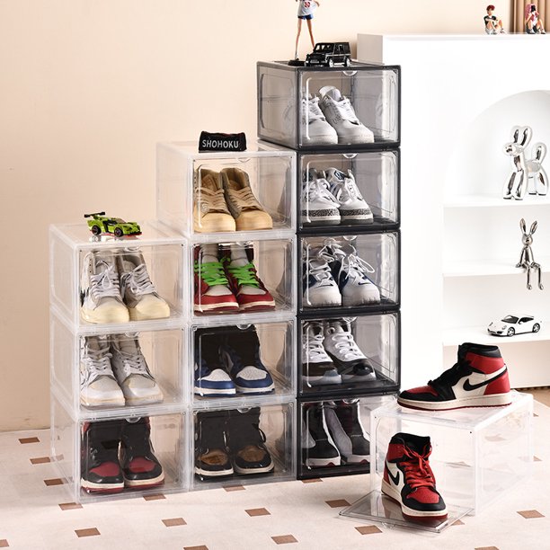 Caja de almacenamiento gruesa, caja de zapatos, caja de almacenamiento transparente a prueba de polvo, caja de zapatos de baloncesto, caja de almacenamiento de plástico