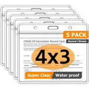 5 Pack Vaccination Card Protector 4x3 Inches Immunization Card Record Vaccine COVID Card Holder Clear Vinyl Plastic Sleeve with Waterproof Type Resealable Zip