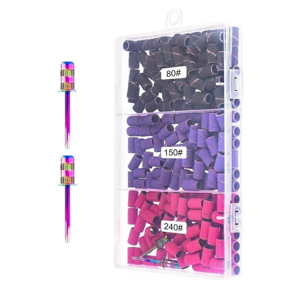210x Manicure Sanding Bands Set #80/#150/#240 for Nail Drills Professional Studio or Home Use