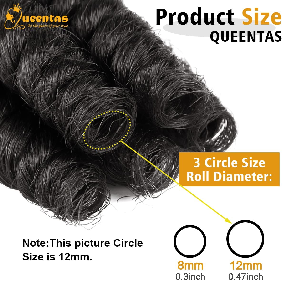 QUEENTAS 6 Packs 20" Short Crochet Hair for  Women Saniya Carrie Curl Braiding Crochet Hair 12mm Bouncy Hair (1B)