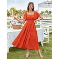 thumbnail image 2 of Vestido GRACE KARIN de verano con cuello cuadrado y manga corta para mujer, 2 of 8