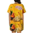 thumbnail image 6 of Fotbe The Chicken Family Print Pajama Set for Women 2 Piece Loungewear Short Sleeve Tops and Shorts Set Soft Sleepwear-X-Large, 6 of 7