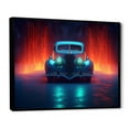 thumbnail image 2 of Designart "Indigo Vintage Car With Neon Light Strips I" Car Vintage Floater Framed Canvas Wall Art, 2 of 5