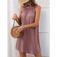 thumbnail image 6 of Summer New Solid Color Round Neck Halter Neck Loose Sleeveless Dress Dark Powder S, 6 of 7
