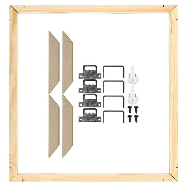 Unique Bargains Canvas Stretcher Bars Kit, 16x12 Inch Rectangle Solid Wood Frame for Paint, Prints, Oil Paintings, Wood Color
