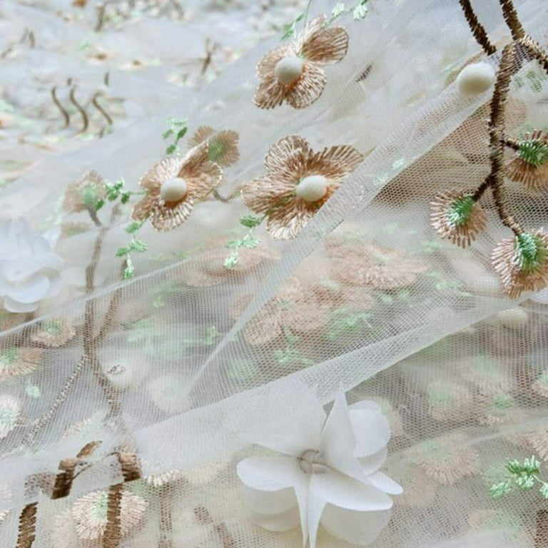 HAORUN Lace 3D Flower Embroidery Tulle Mesh Fabric for Dress Skirt